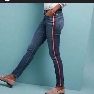MOTHER High Waisted Looker Jeans Glitter Racer Stripe 29 (8)